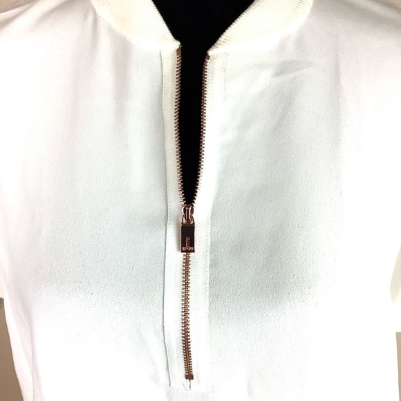 TED BAKER OVERSIZED SILK BLEND OFF WHITE MINIMALIST TOP - Picture 3 of 7